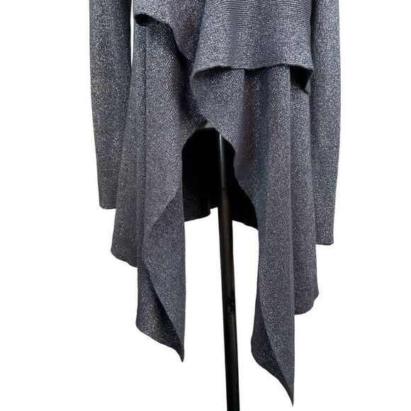 Torrid Womens Gray Metallic Drape Front Sweater Cardigan Large Modern Glam - Picture 5 of 11